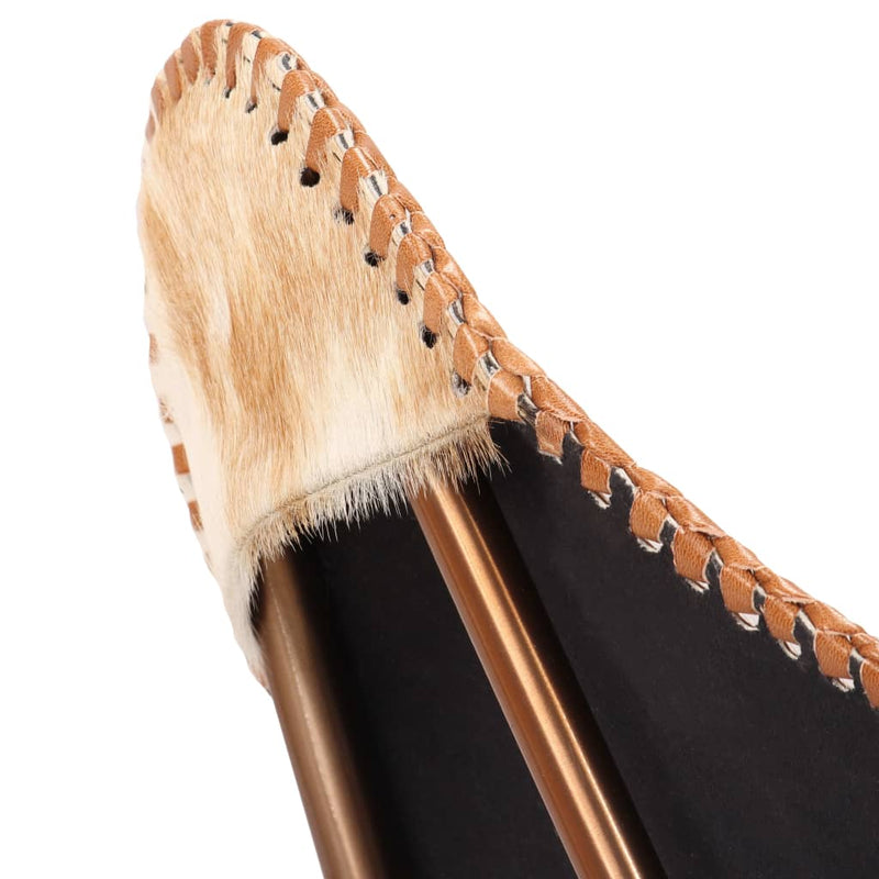 vidaXL Butterfly Chair Black and White Genuine Goat Leather