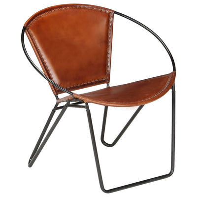 vidaXL Chair Brown Real Leather