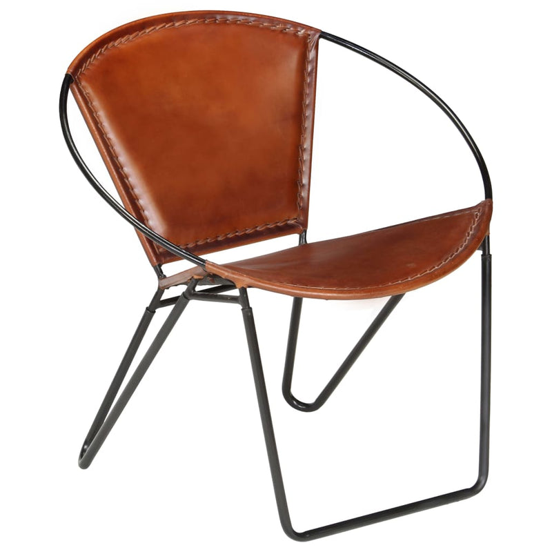 vidaXL Chair Brown Real Leather