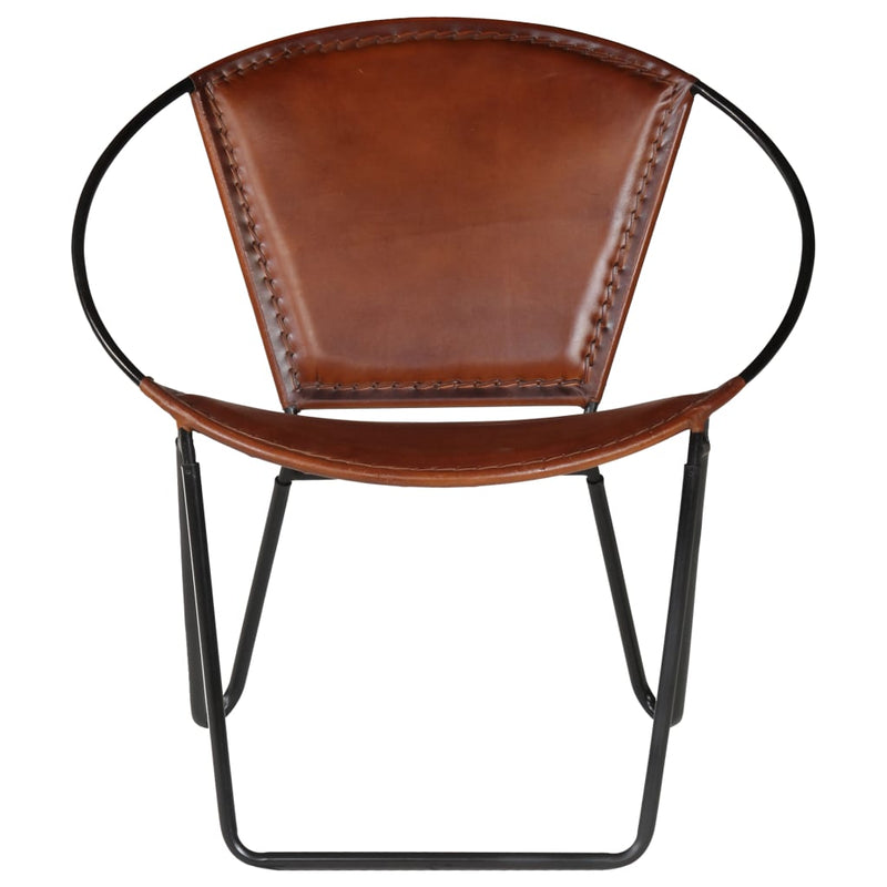 vidaXL Chair Brown Real Leather