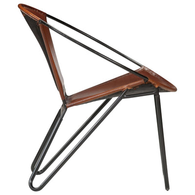 vidaXL Chair Brown Real Leather