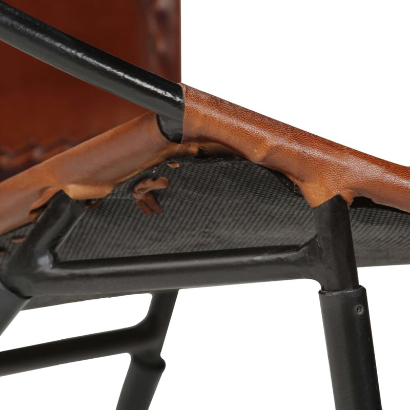 vidaXL Chair Brown Real Leather