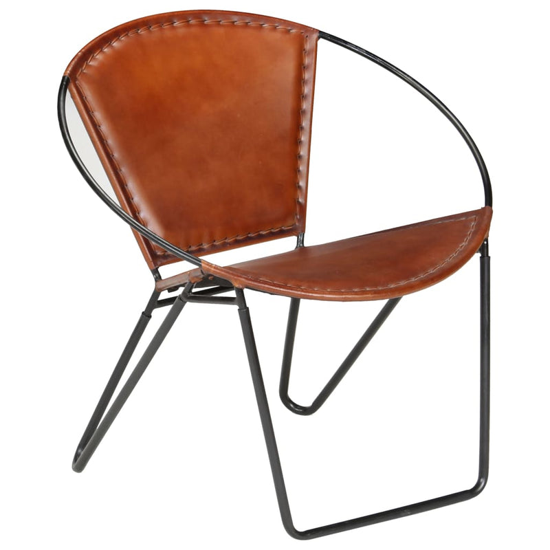 vidaXL Chair Brown Real Leather