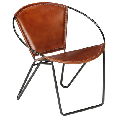 vidaXL Chair Brown Real Leather