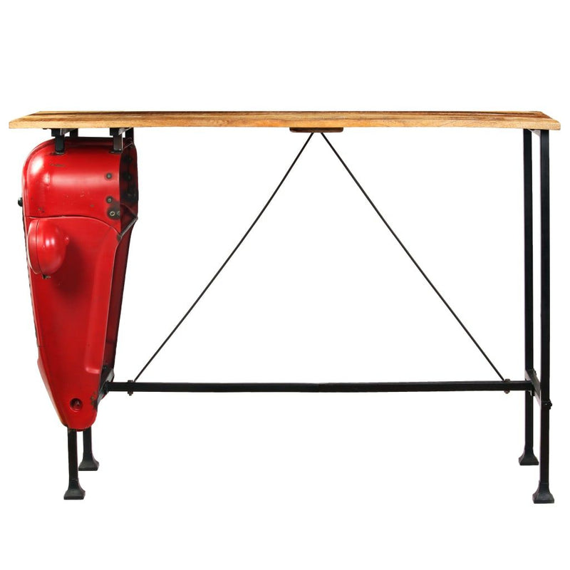 vidaXL Tractor Bar Table Solid Mango Wood Red 60x150x107 cm