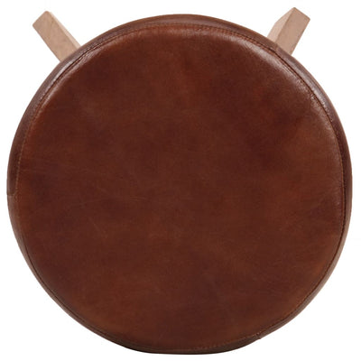 vidaXL Bar Chairs 2 pcs Real Leather and Solid Acacia Wood