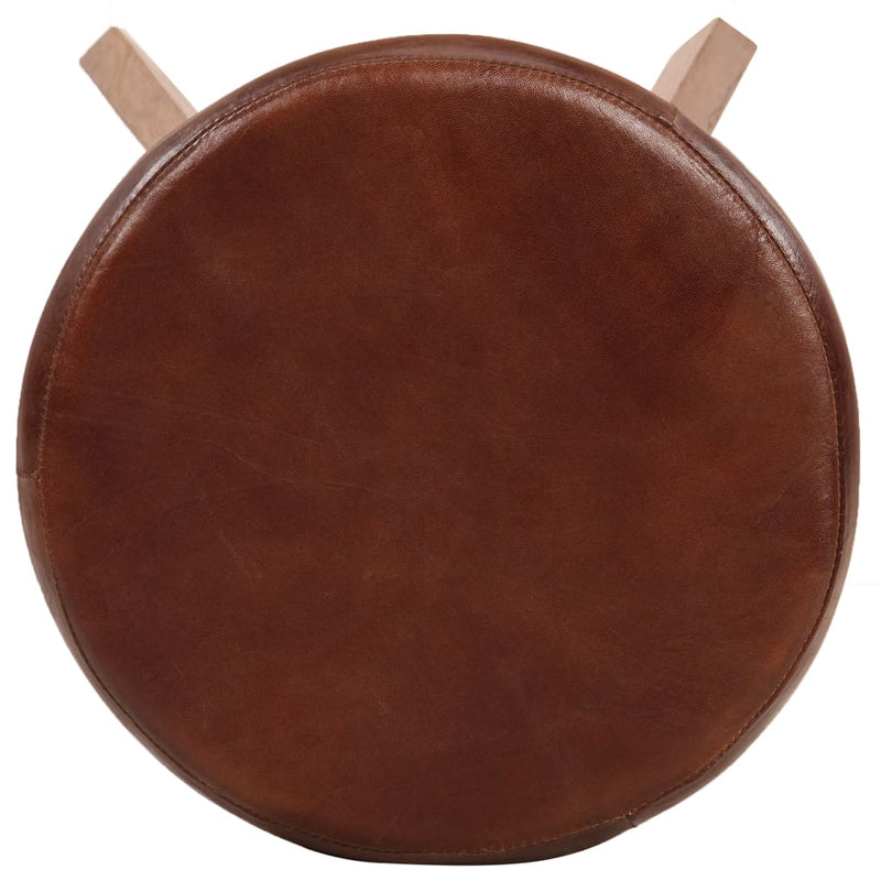 vidaXL Bar Chairs 2 pcs Real Leather and Solid Acacia Wood