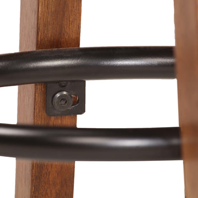 vidaXL Bar Chairs 2 pcs Real Leather and Solid Acacia Wood