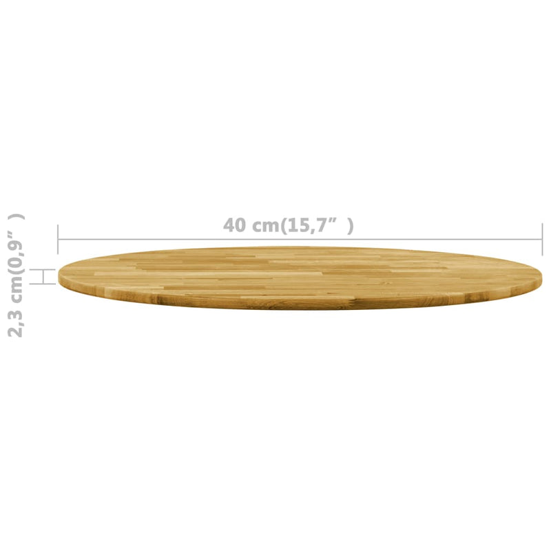 vidaXL Table Top Solid Oak Wood Round 23 mm 600 mm