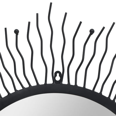 vidaXL Wall Mirror Sunburst 80 cm Black