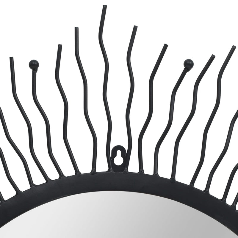vidaXL Wall Mirror Sunburst 80 cm Black