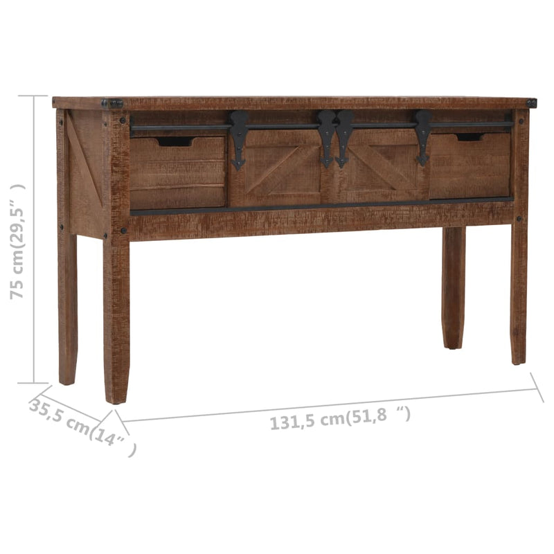 vidaXL Console Table Solid Fir Wood 131x35.5x75 cm Brown