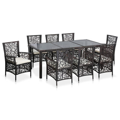 vidaXL 9 Piece Outdoor Dining Set Poly Rattan Black