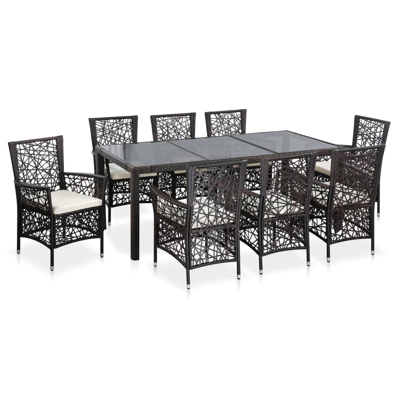 vidaXL 9 Piece Outdoor Dining Set Poly Rattan Black