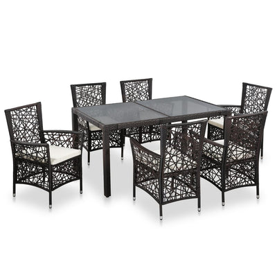vidaXL 7 Piece Outdoor Dining Set Poly Rattan Black
