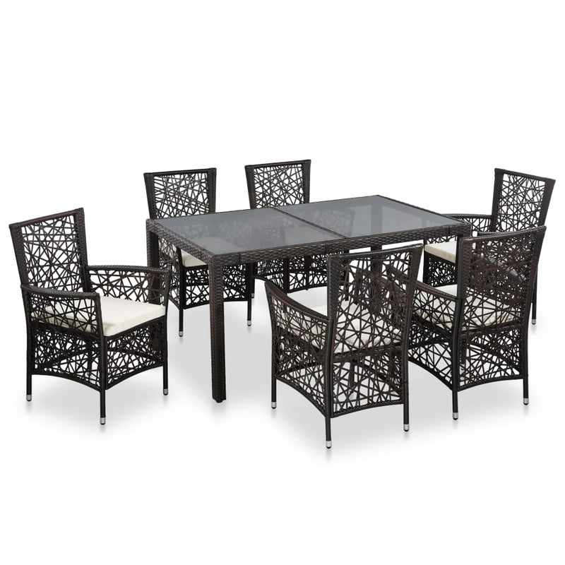 vidaXL 7 Piece Outdoor Dining Set Poly Rattan Black