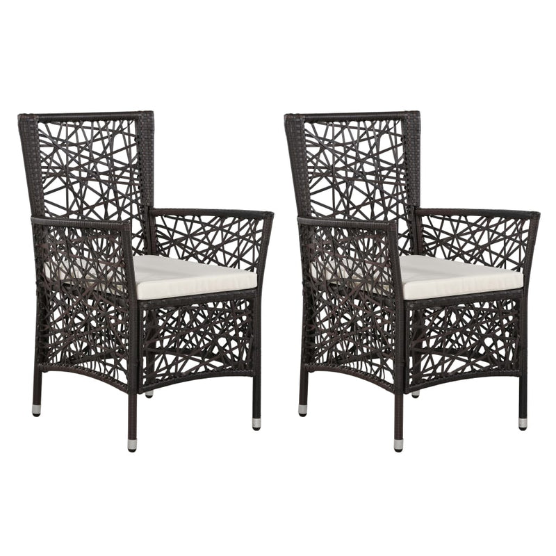 vidaXL Outdoor Chairs 2 pcs with Cushions Poly Rattan Grey