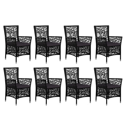 vidaXL 9 Piece Outdoor Dining Set Poly Rattan Black