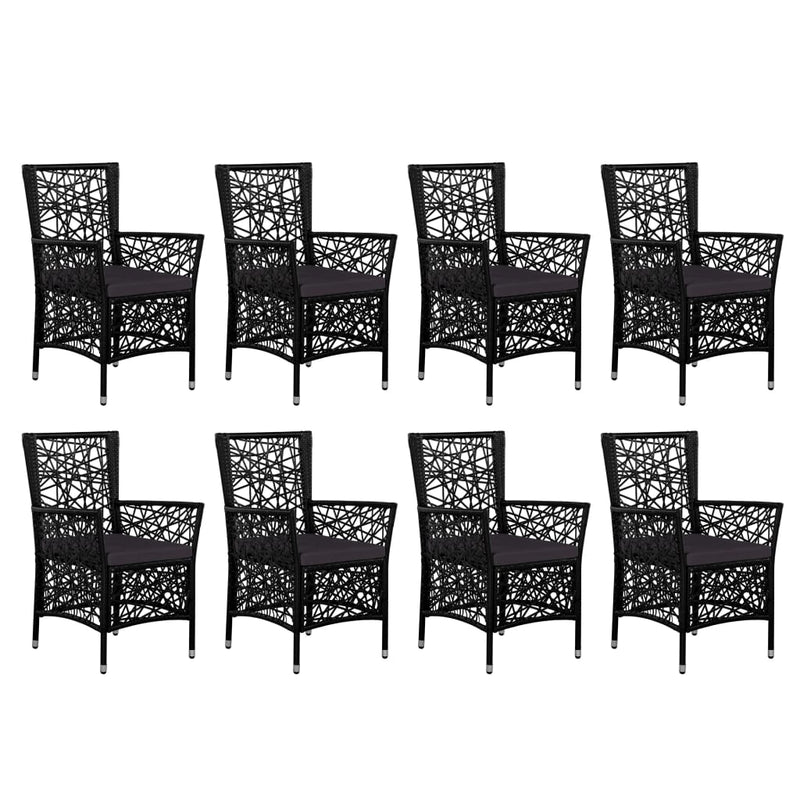 vidaXL 9 Piece Outdoor Dining Set Poly Rattan Black