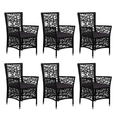 vidaXL 7 Piece Outdoor Dining Set Poly Rattan Black