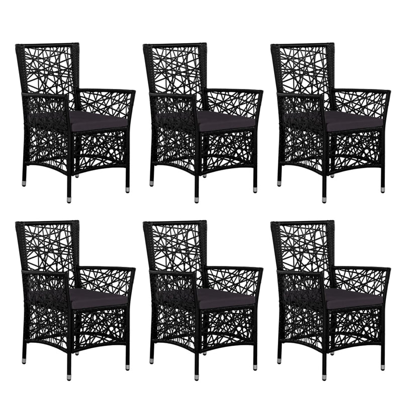 vidaXL 7 Piece Outdoor Dining Set Poly Rattan Black