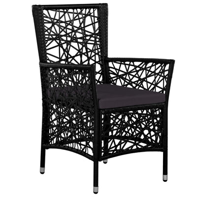 vidaXL 7 Piece Outdoor Dining Set Poly Rattan Black