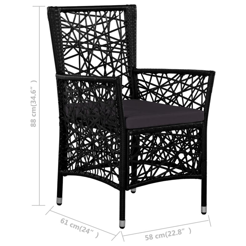 vidaXL 7 Piece Outdoor Dining Set Poly Rattan Black