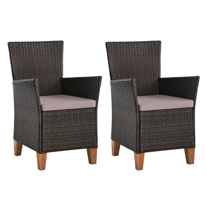 vidaXL Outdoor Chairs with Cushions 2 pcs Poly Rattan Black