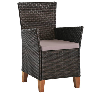 vidaXL Outdoor Chairs with Cushions 2 pcs Poly Rattan Black