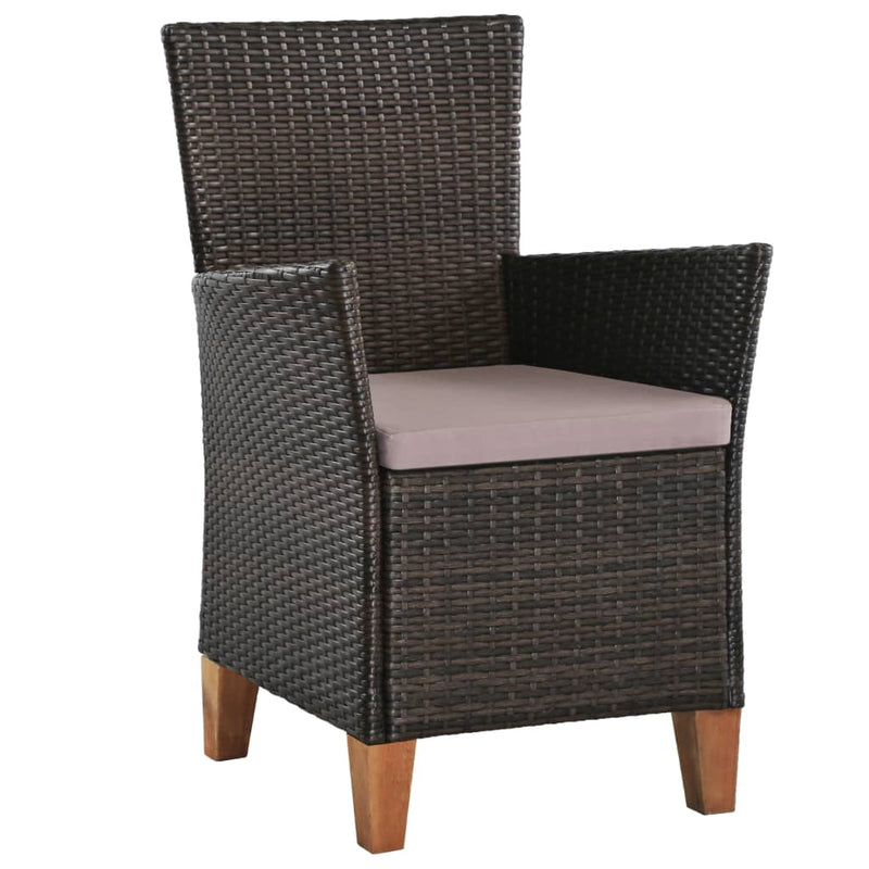 vidaXL Outdoor Chairs with Cushions 2 pcs Poly Rattan Black
