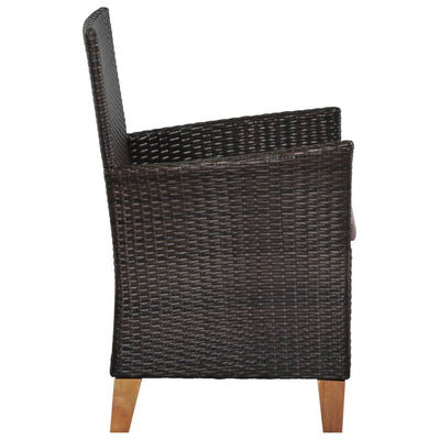 vidaXL Outdoor Chairs with Cushions 2 pcs Poly Rattan Black
