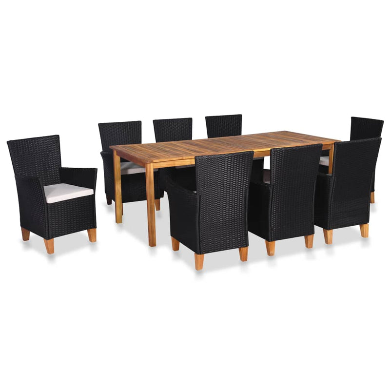 vidaXL 9 Piece Outdoor Dining Set Poly Rattan Black and Brown