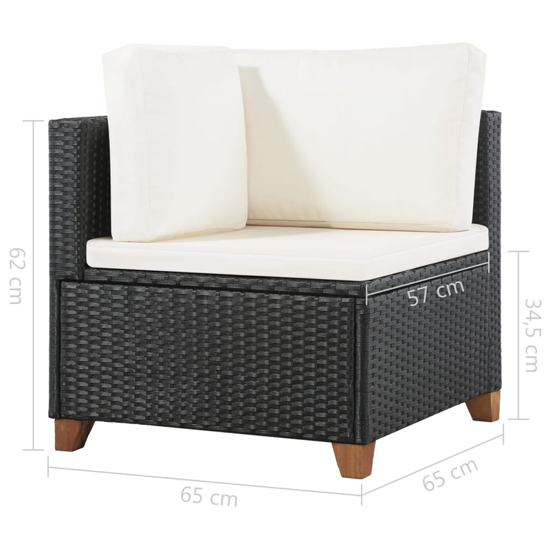 vidaXL 4 Piece Garden Lounge Set with Cushions Poly Rattan Black