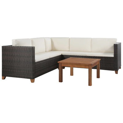 vidaXL 4 Piece Garden Lounge Set with Cushions Poly Rattan Black