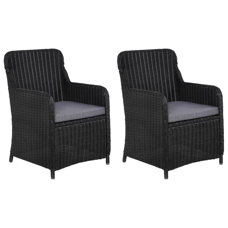 vidaXL Outdoor Chairs with Cushions 2 pcs Poly Rattan Black