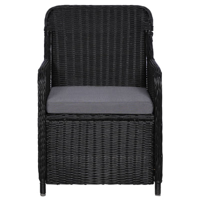 vidaXL Outdoor Chairs with Cushions 2 pcs Poly Rattan Black