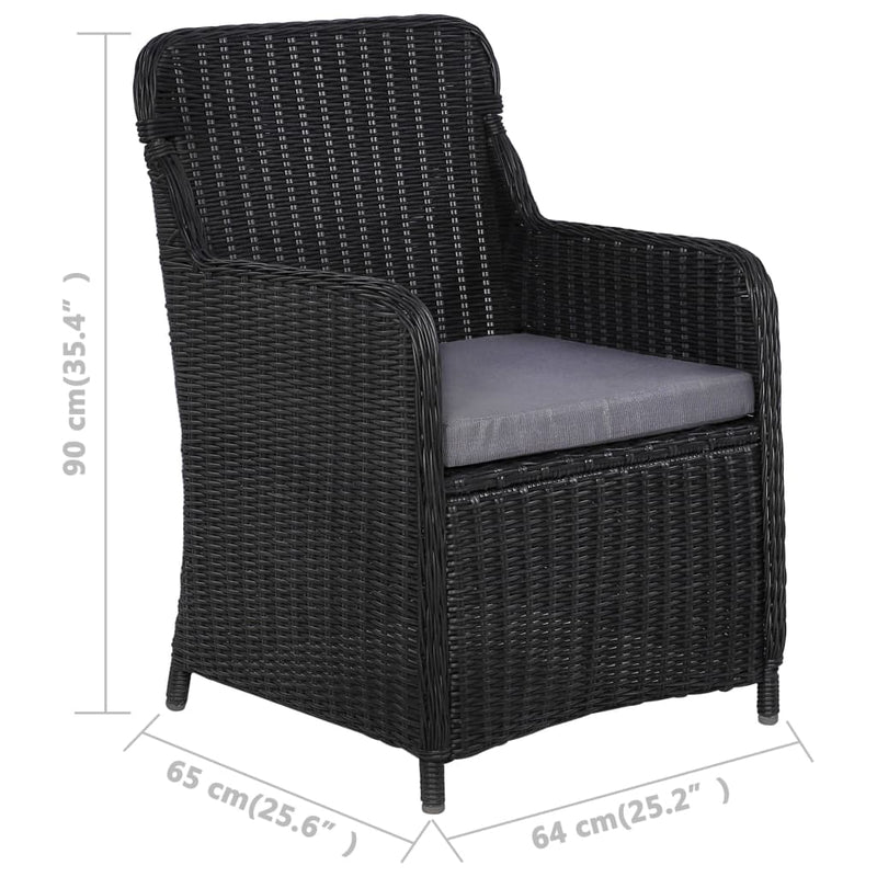 vidaXL Outdoor Chairs with Cushions 2 pcs Poly Rattan Black