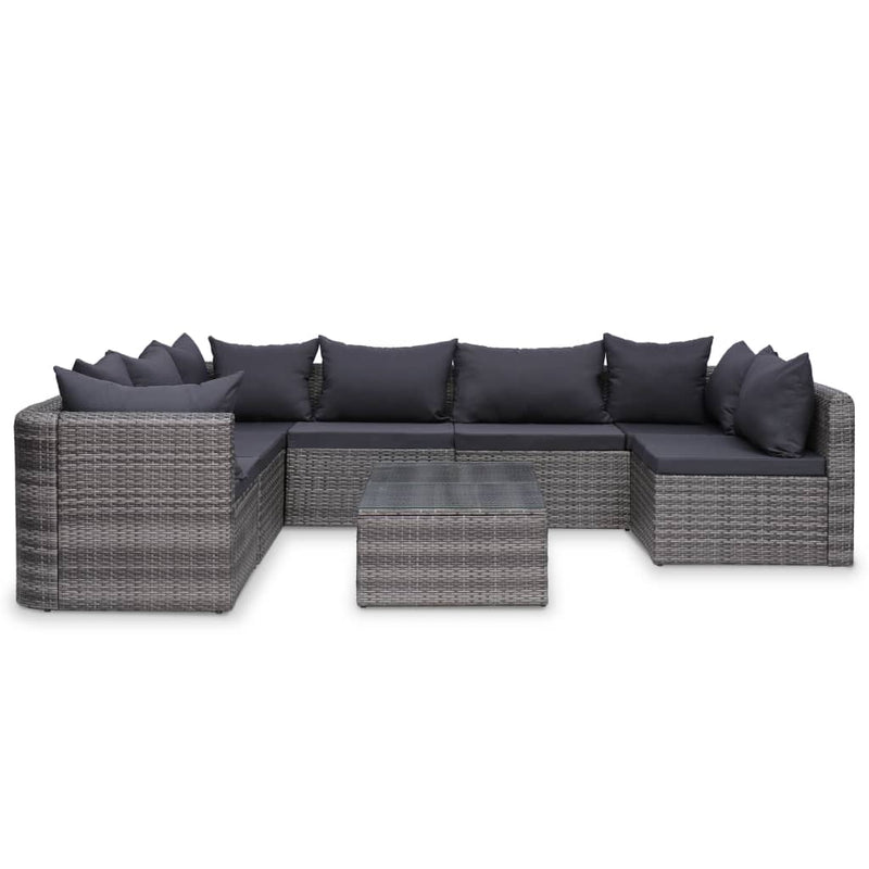 vidaXL 8 Piece Garden Lounge Set with Cushions Poly Rattan Grey
