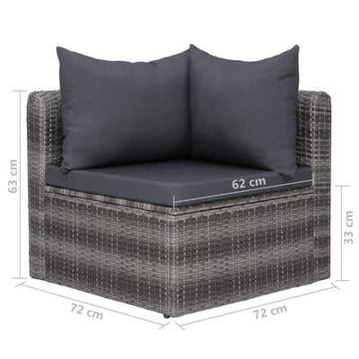 vidaXL 8 Piece Garden Lounge Set with Cushions Poly Rattan Grey