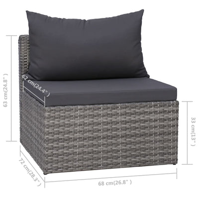 vidaXL 8 Piece Garden Lounge Set with Cushions Poly Rattan Grey