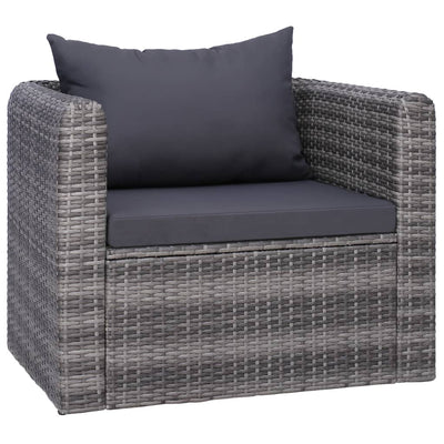 vidaXL 7 Piece Garden Sofa Set with Cushions & Pillows Poly Rattan Grey
