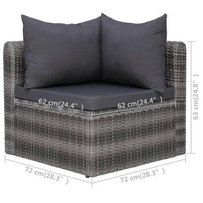 vidaXL 6 Piece Garden Sofa Set with Cushions & Pillows Poly Rattan Grey