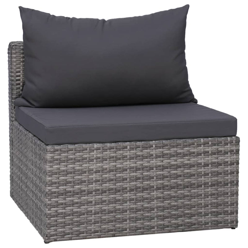 vidaXL 6 Piece Garden Sofa Set with Cushions & Pillows Poly Rattan Grey