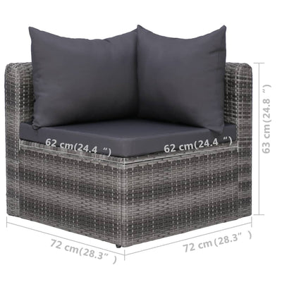 vidaXL 5 Piece Garden Sofa Set with Cushions & Pillows Poly Rattan Grey
