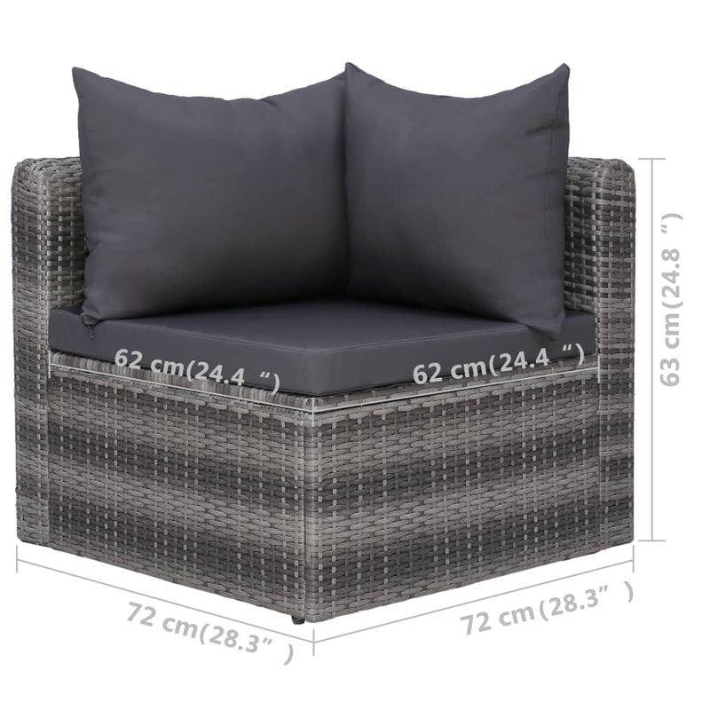 vidaXL 5 Piece Garden Sofa Set with Cushions & Pillows Poly Rattan Grey