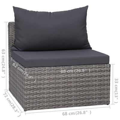 vidaXL 5 Piece Garden Sofa Set with Cushions & Pillows Poly Rattan Grey