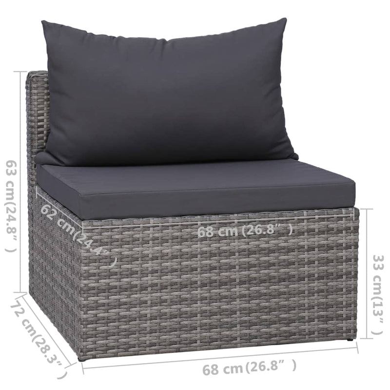 vidaXL 5 Piece Garden Sofa Set with Cushions & Pillows Poly Rattan Grey
