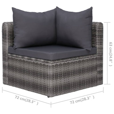vidaXL 3 Piece Garden Sofa Set with Cushions Grey Poly Rattan