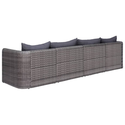 vidaXL 4 Piece Garden Sofa Set with Cushions Grey Poly Rattan