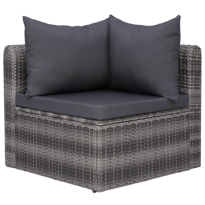vidaXL 4 Piece Garden Sofa Set with Cushions Grey Poly Rattan